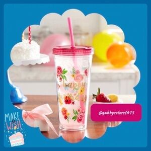 💋 New Pioneer Woman Happy Birthday 24-Ounce Tumbler, Pink & Pretty Blue